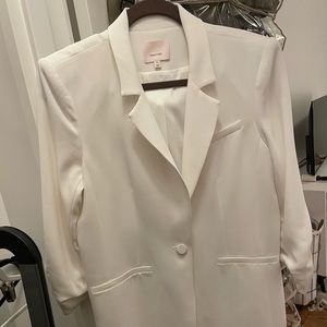 Cinq a Sept Oversized White Blazer, 3/4 sleeves